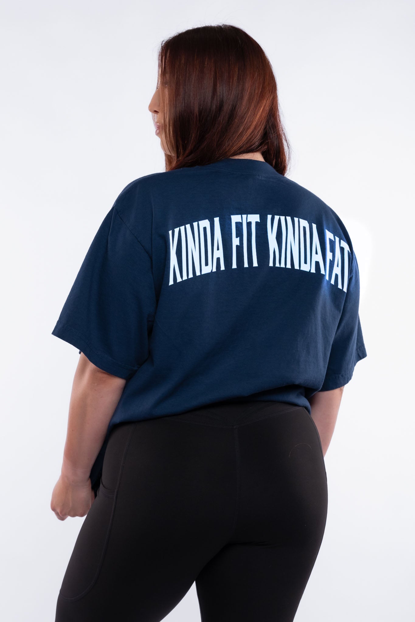 Kinda Fit Kinda Fat Fahrenheit Premium Oversized Tee (Navy)