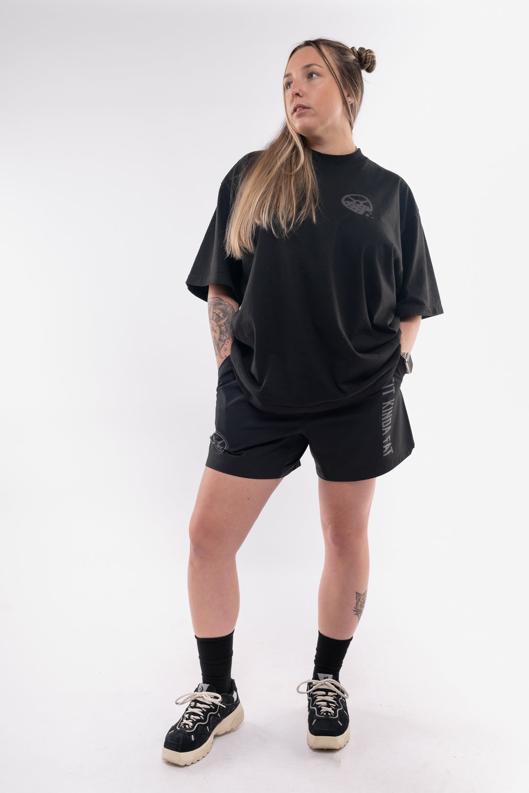 Kinda Fit Kinda Fat Fahrenheit Premium Oversized Tee (Black)