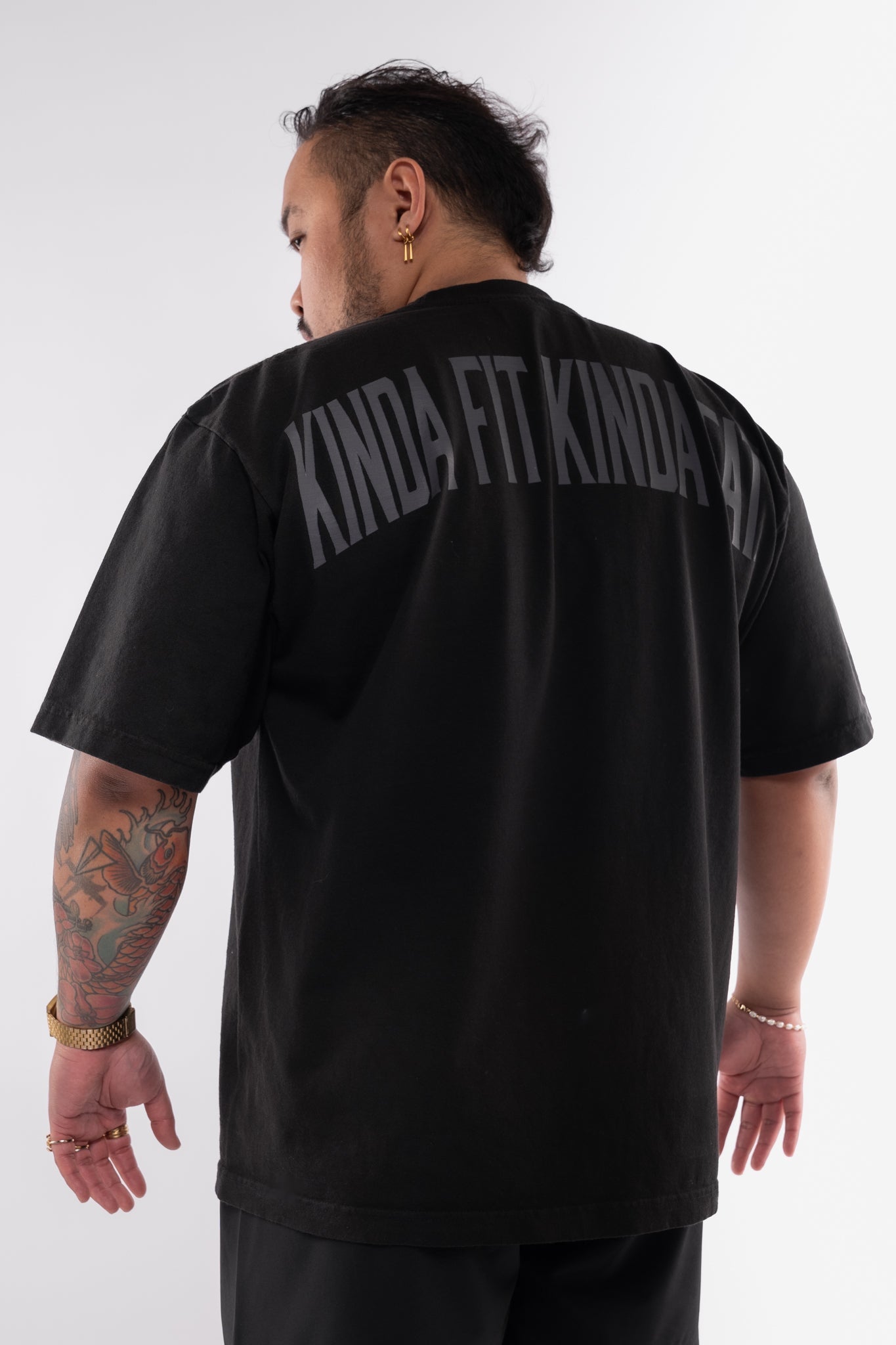 Kinda Fit Kinda Fat Fahrenheit Premium Oversized Tee (Black)