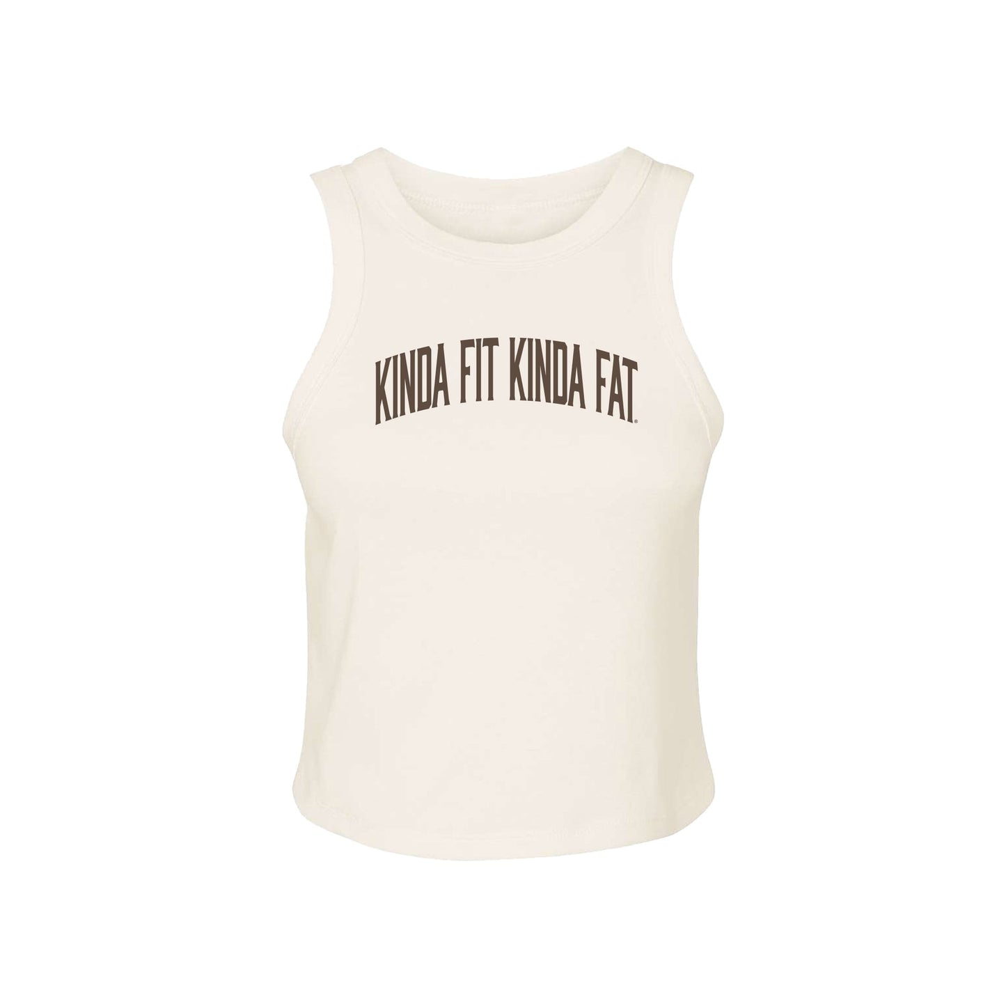 Kinda Fit Kinda Fat Fahrenheit Cropped Racer Tank (Cream)