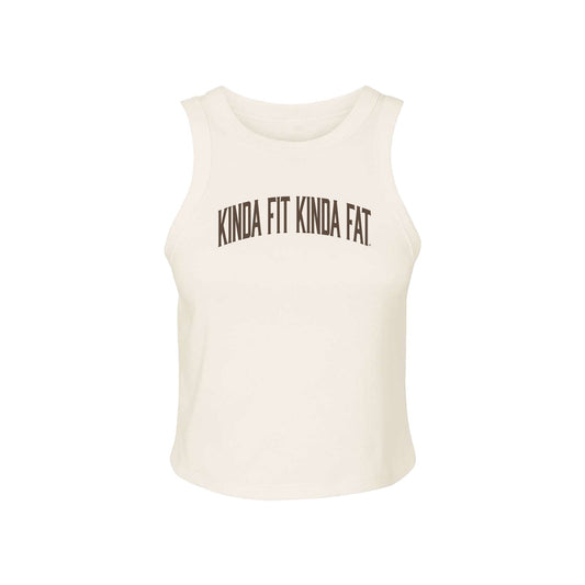 Kinda Fit Kinda Fat Fahrenheit Cropped Racer Tank (Cream)