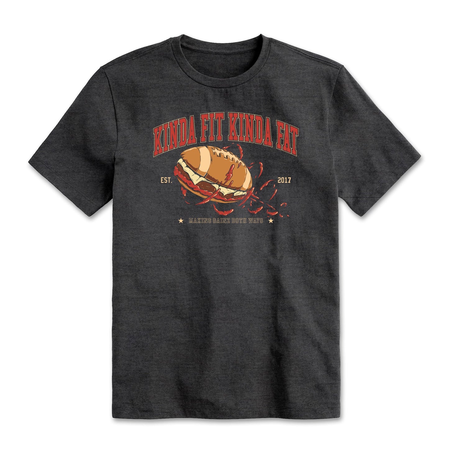 Kinda Fit Kinda Fat Football Sub Tee (Charcoal)