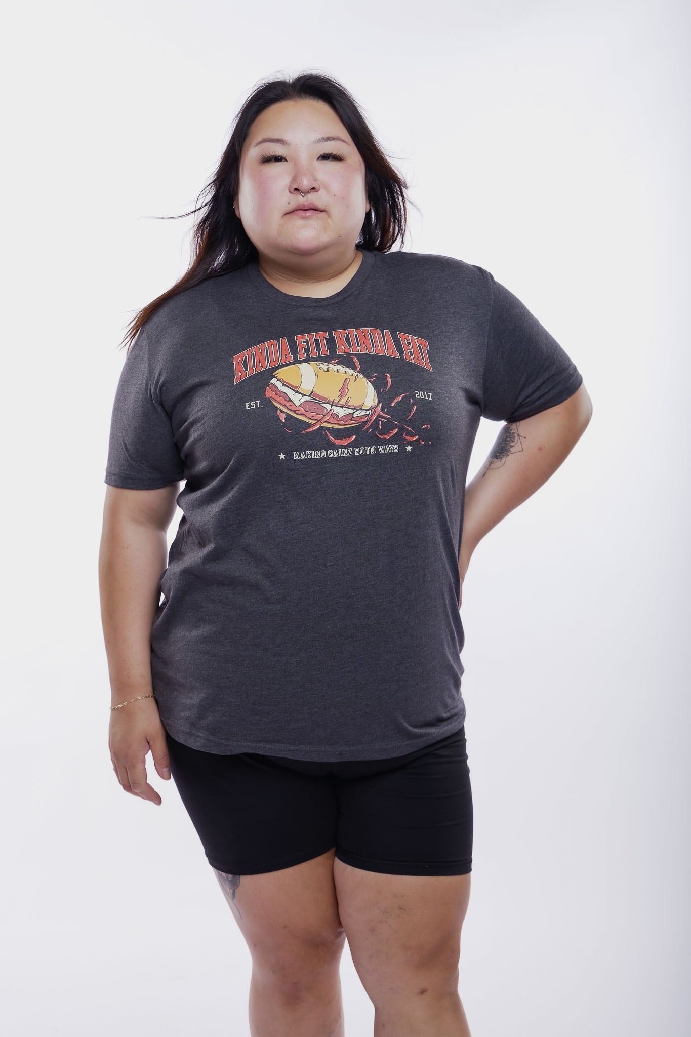 Kinda Fit Kinda Fat Football Sub Tee (Charcoal)