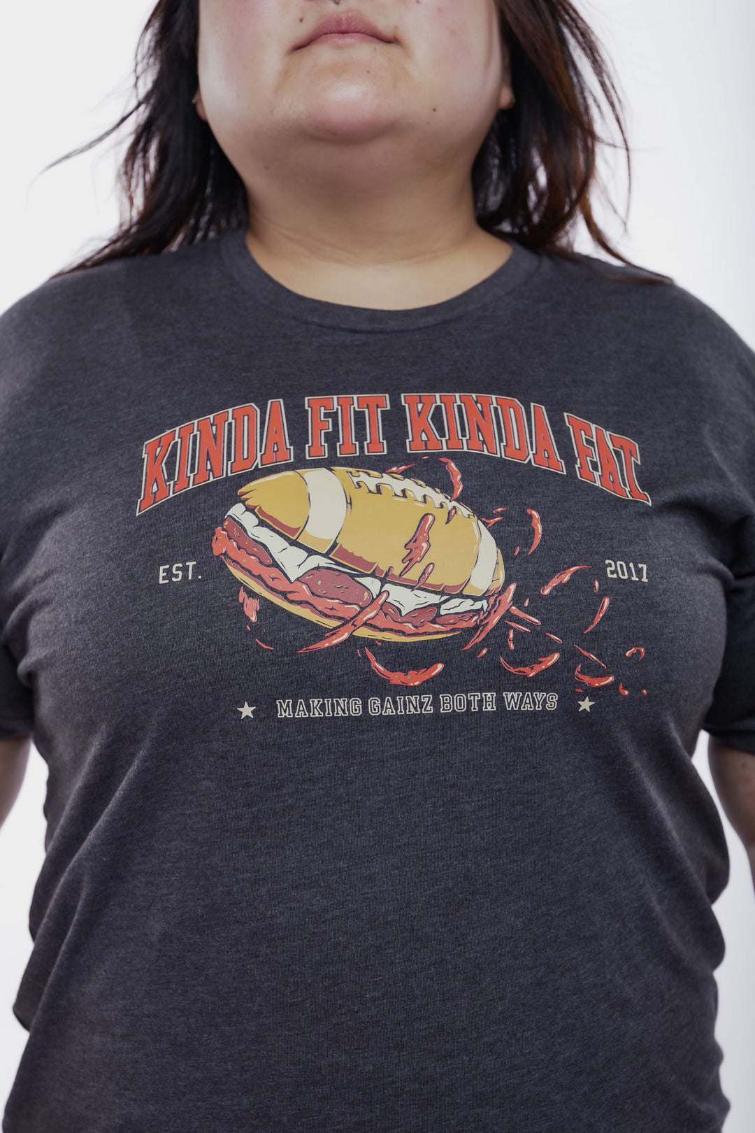 Kinda Fit Kinda Fat Football Sub Tee (Charcoal)