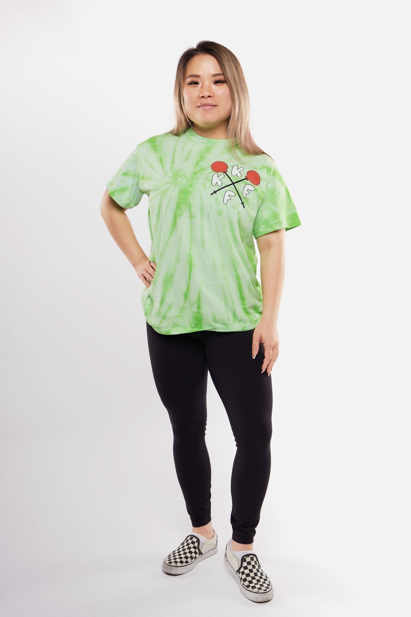 Kinda Fit Kinda Fat How Many Lifts? Tee (Lime Tie-dye)