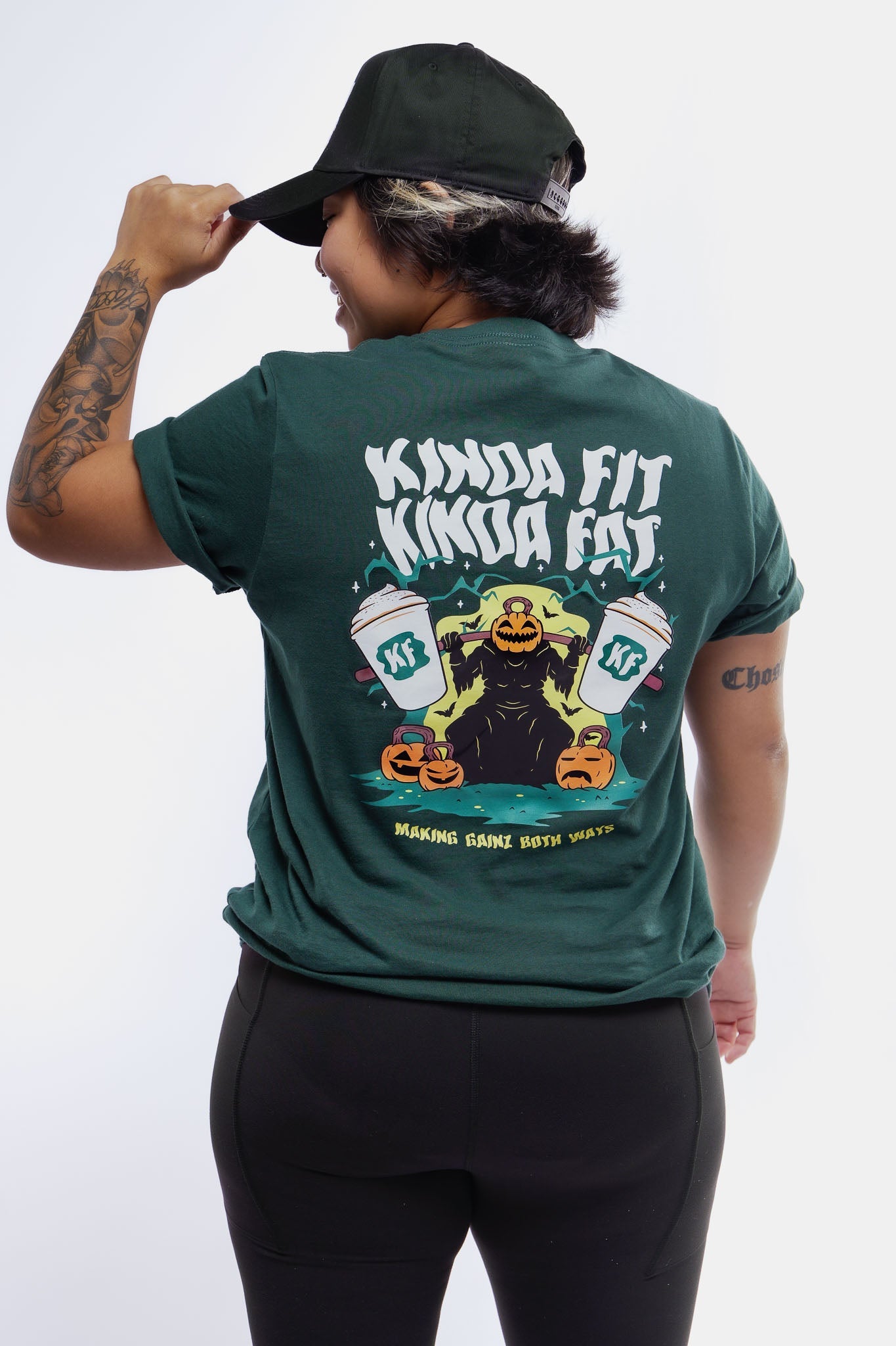 Kinda Fit Kinda Fat Pumpkin Squat Latte Tee (Green)