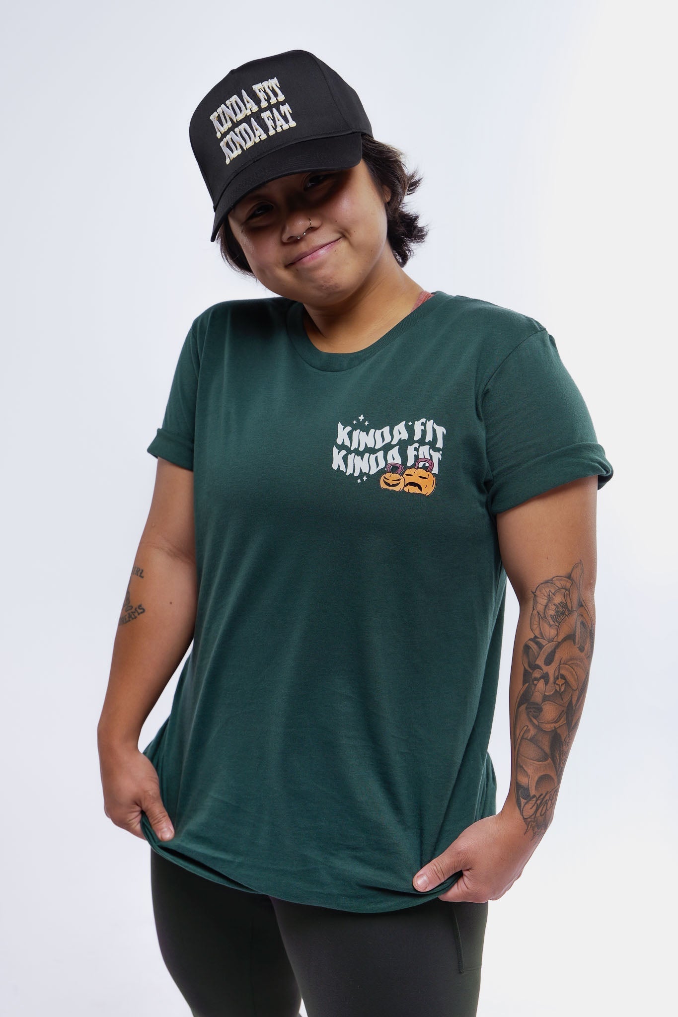 Kinda Fit Kinda Fat Pumpkin Squat Latte Tee (Green)