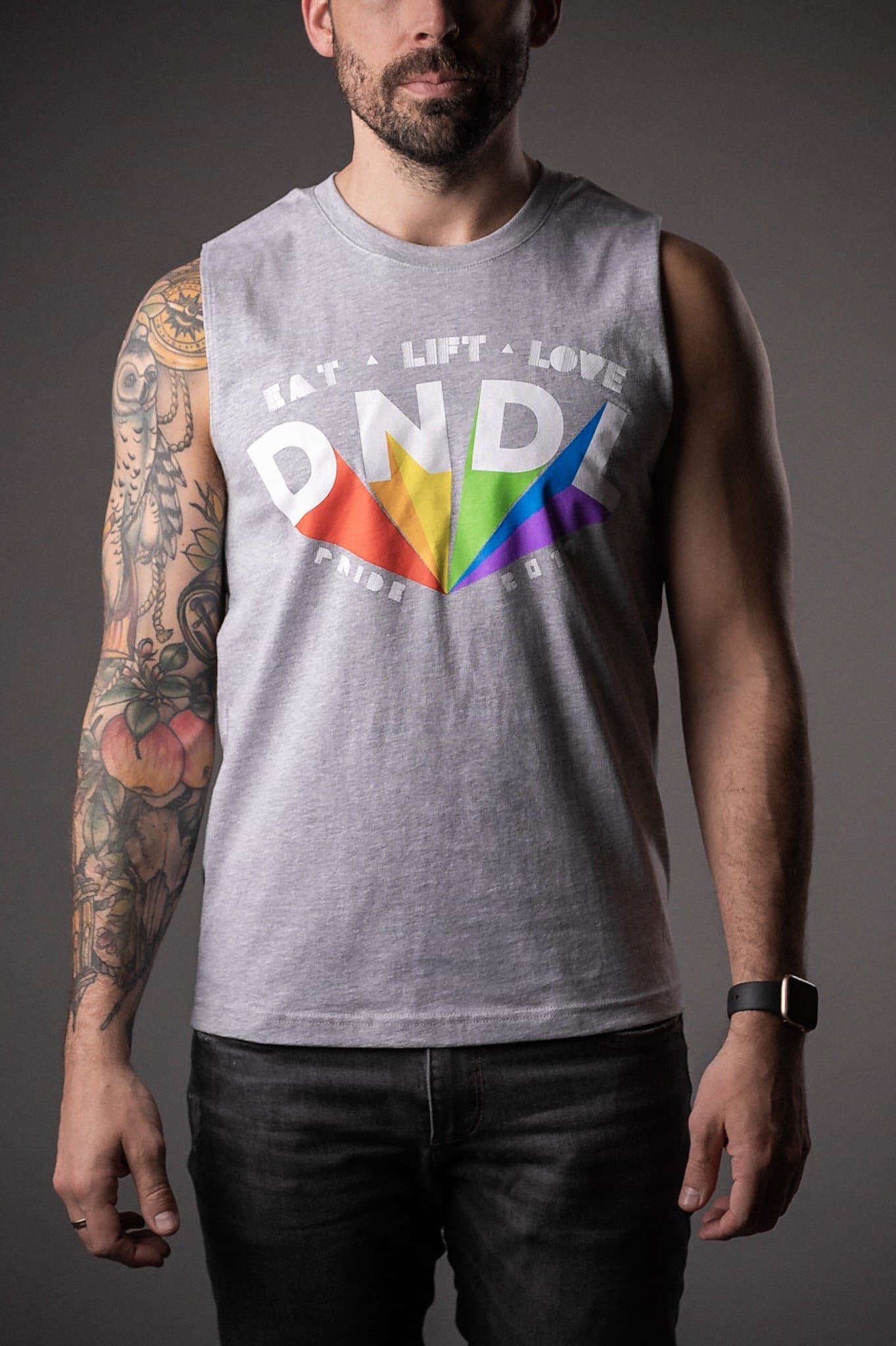 Doughnuts & Deadlifts PRIDE Prism of Pride Muscle Tank (Grey) - 9 for 9