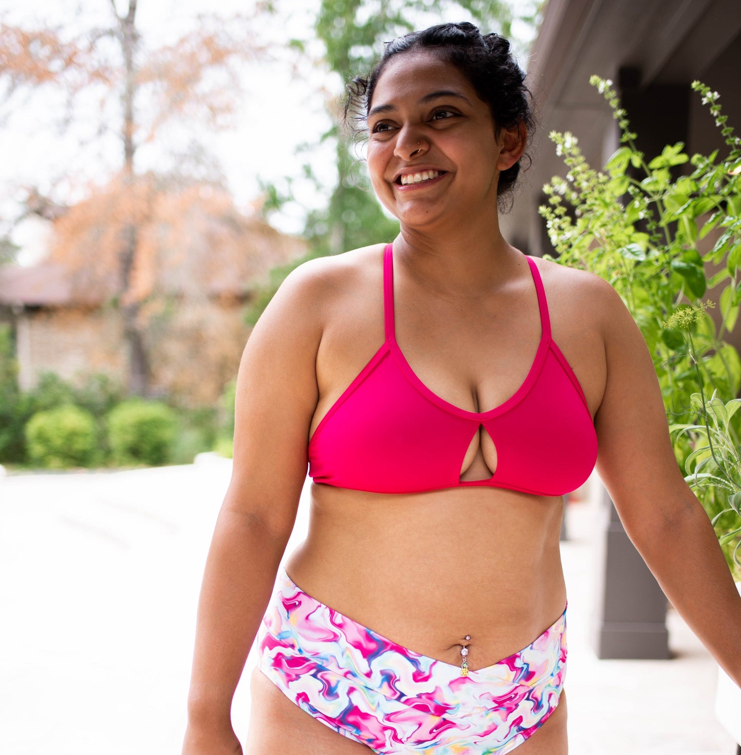 FLEO Keyhole Scoop Bikini Top - Cherry Pink