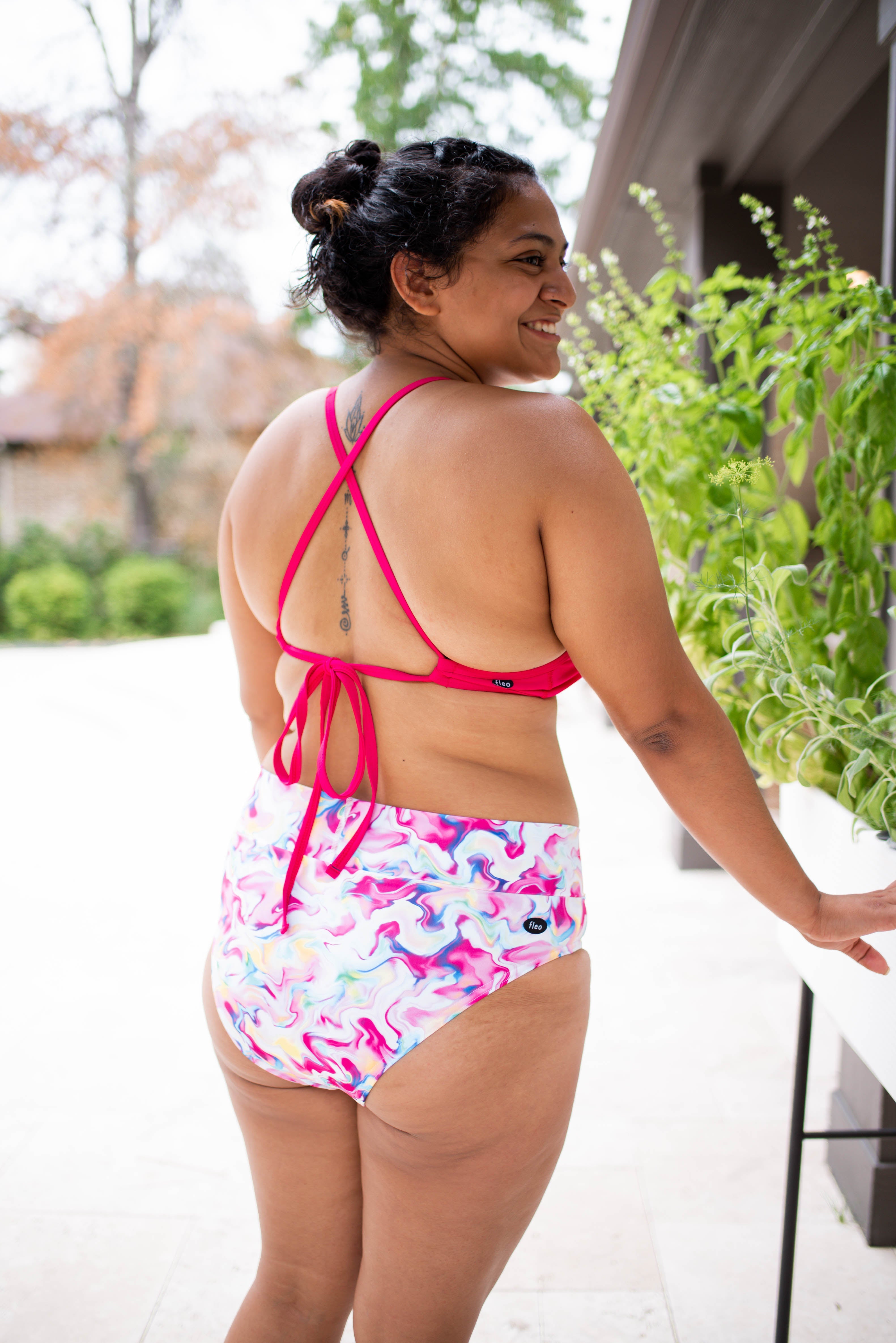 Pink scoop bikini store