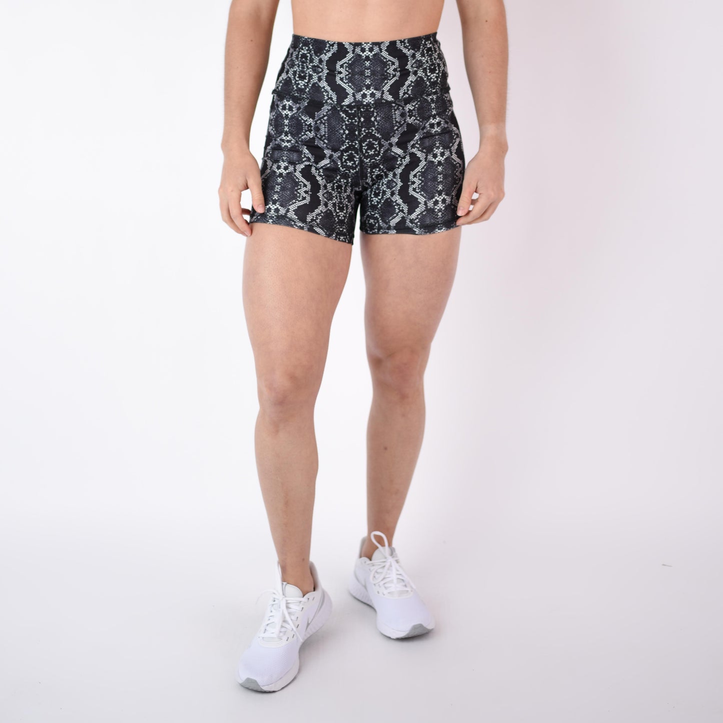 FLEO Black and White Snakeskin Shorts (True High Contour)