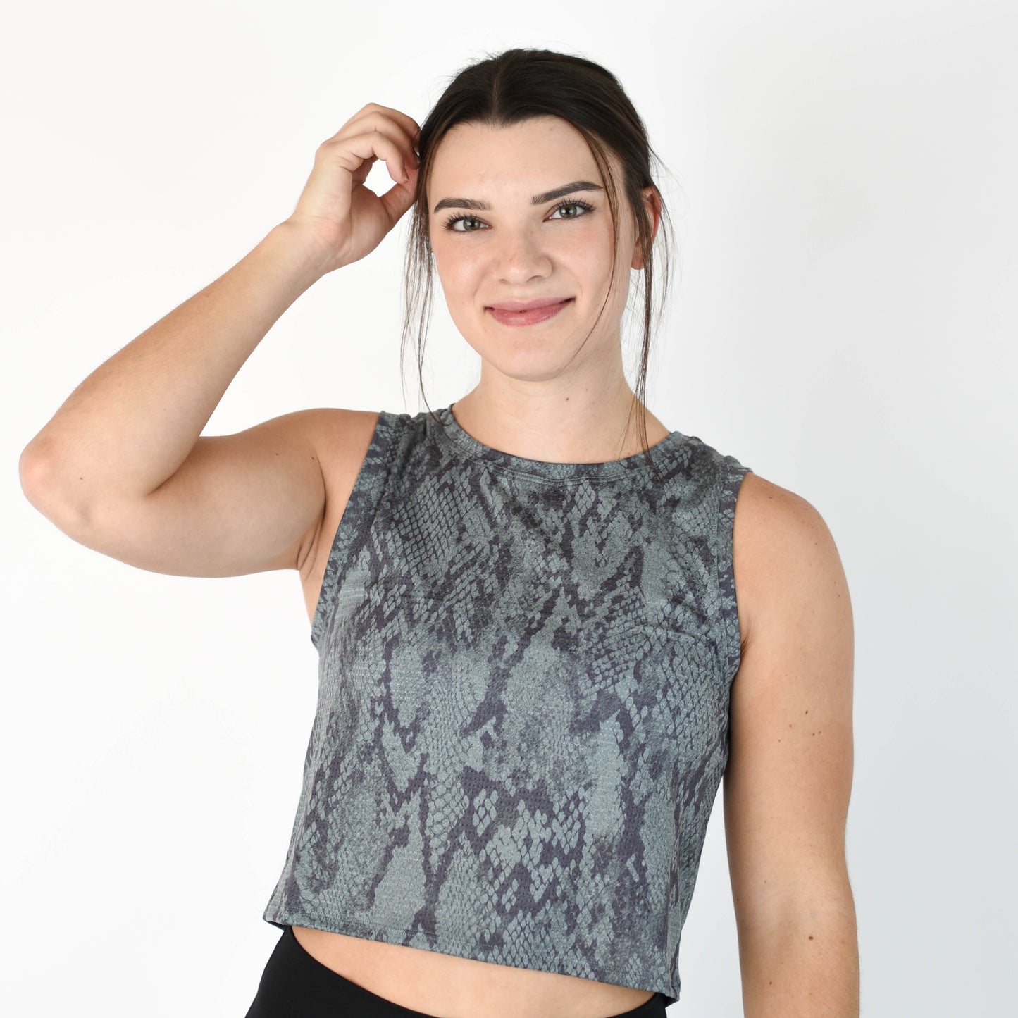 FLEO Dylan Muscle Crop Tank - Moonlit Python