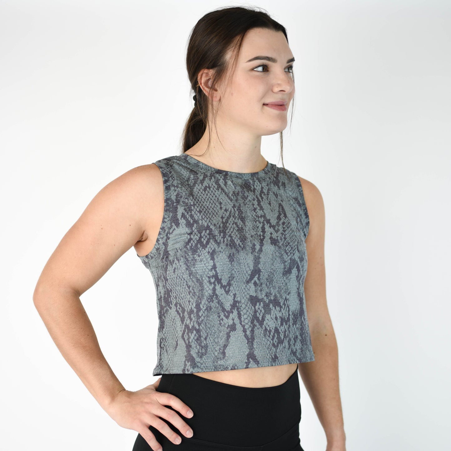 FLEO Dylan Muscle Crop Tank - Moonlit Python