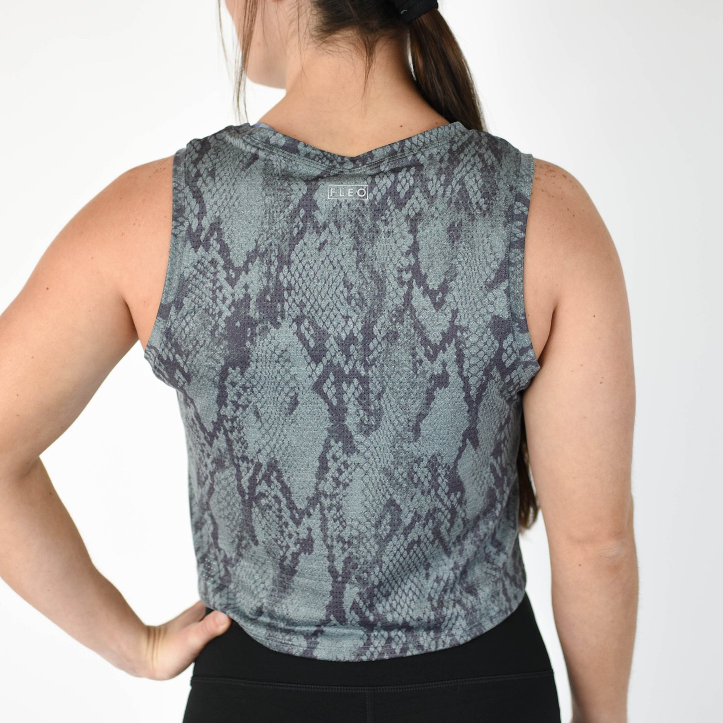 FLEO Dylan Muscle Crop Tank - Moonlit Python