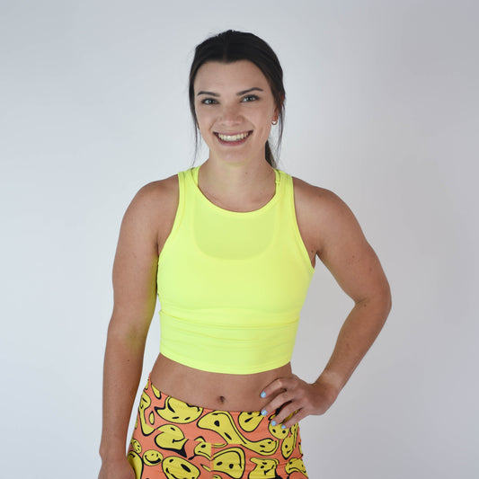 FLEO Tempo Crop Tank - Neon Yellow