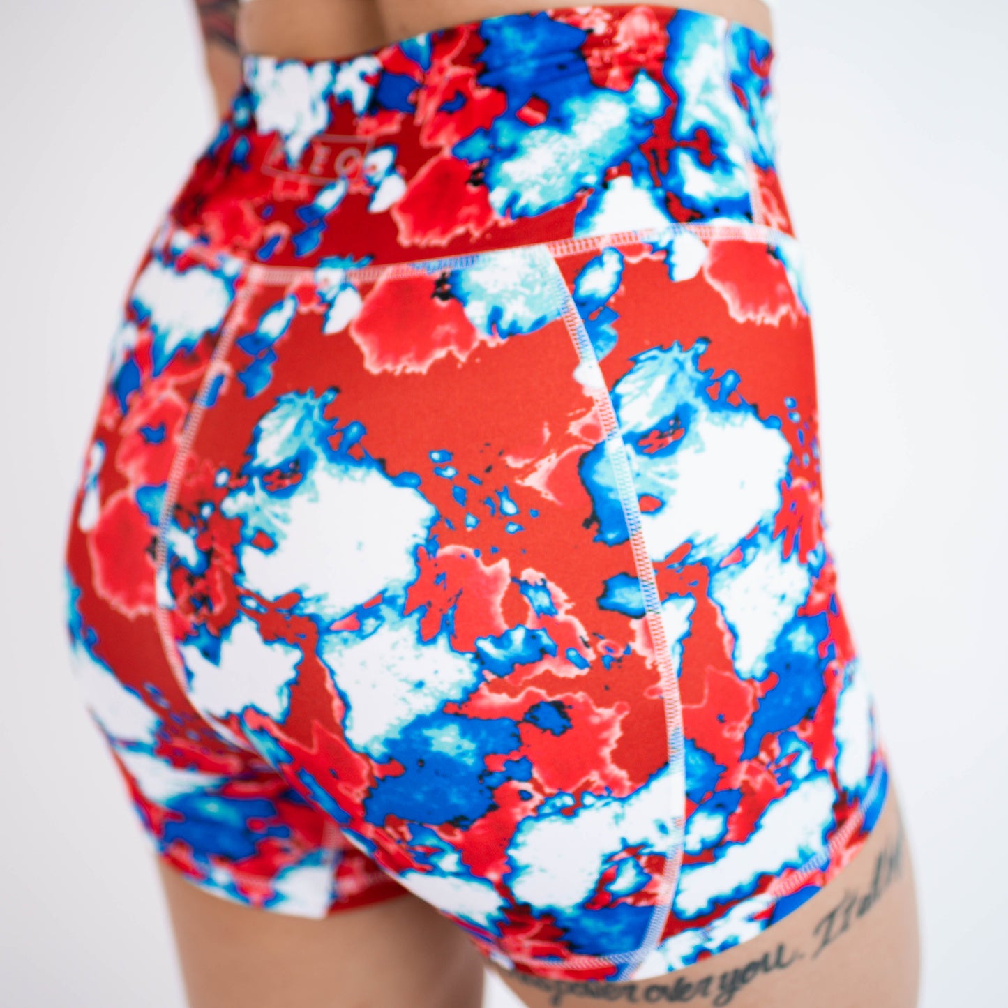 FLEO Red, White and Blue Marble Shorts (True High Contour)