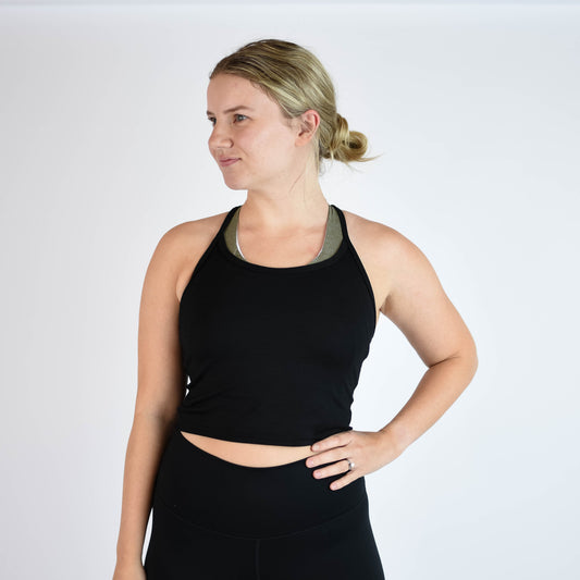 FLEO Ribbed Switch Up Crop Tank - Black