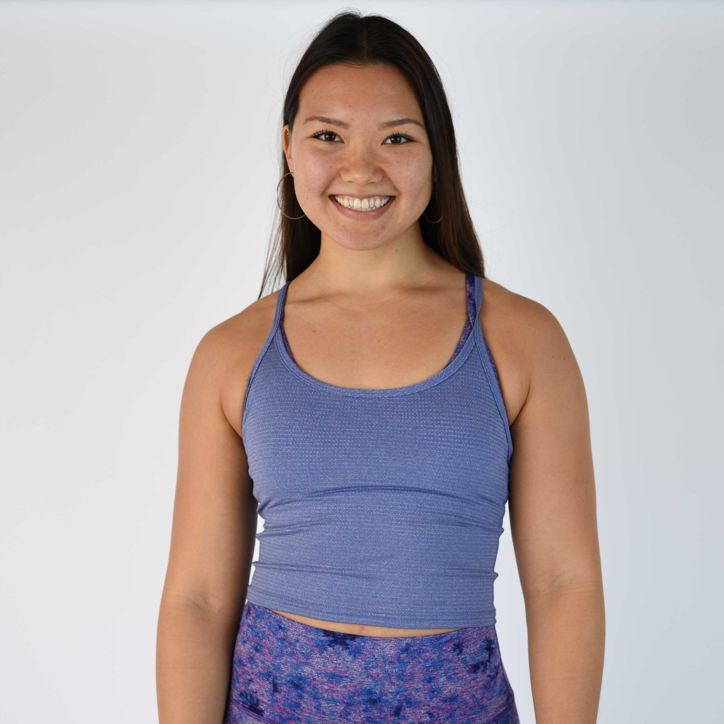 FLEO Switch Up Crop Tank - Heather Light Cobalt
