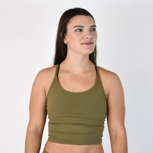FLEO Switch Up Crop Tank - Martini Olive