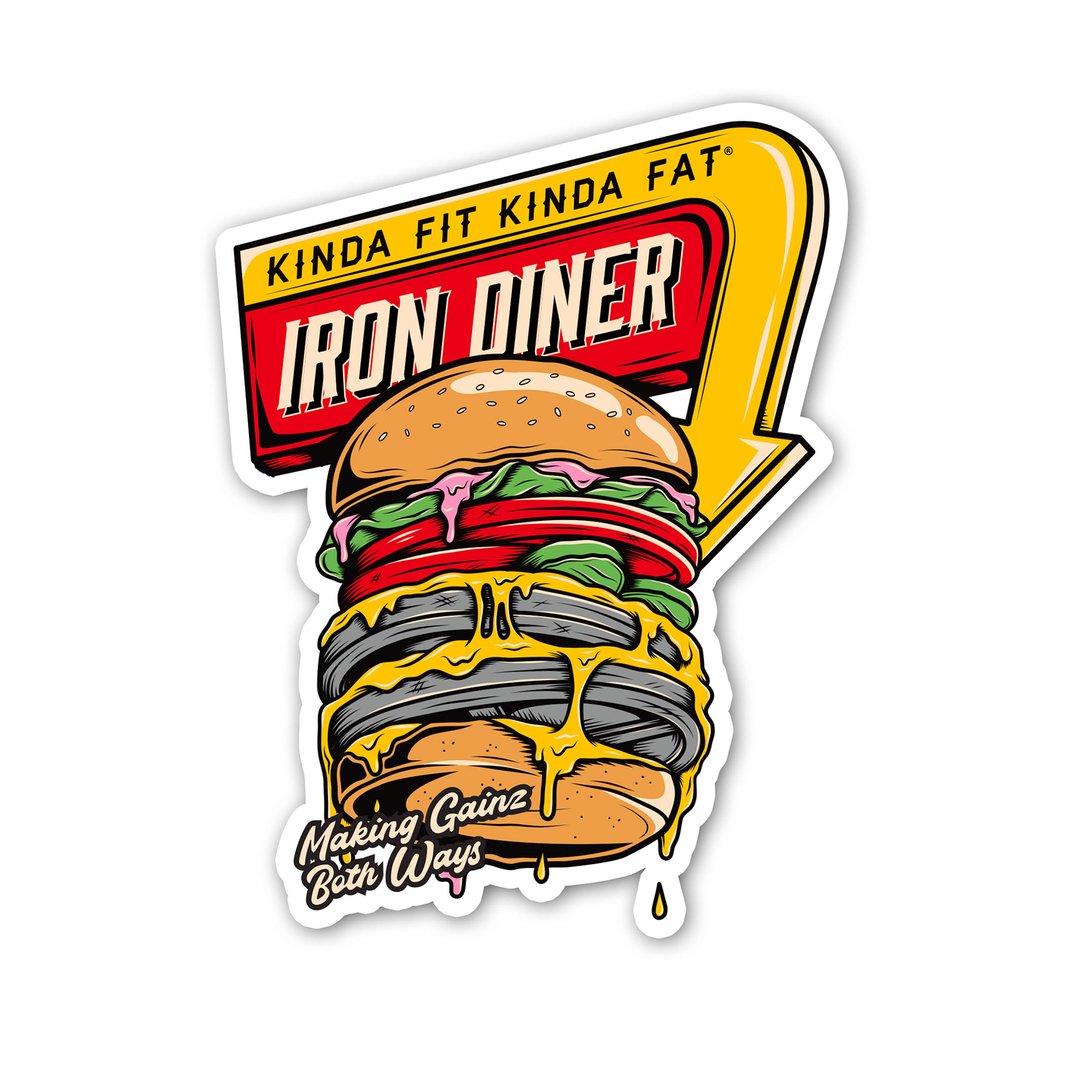 Kinda Fit Kinda Fat Iron Diner Burger Sticker - 9 for 9