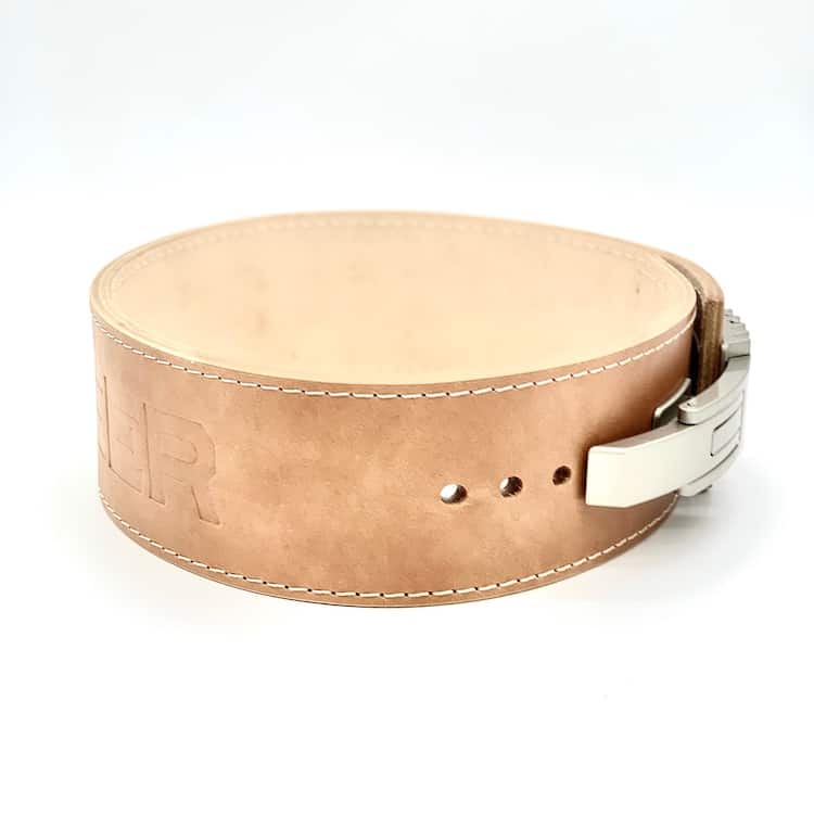 Pioneer Fitness "Stock" Untreated Powerlifting Lever Belt (with Satin Nickel PAL) – 10mm thick – 4" wide - 9 for 9