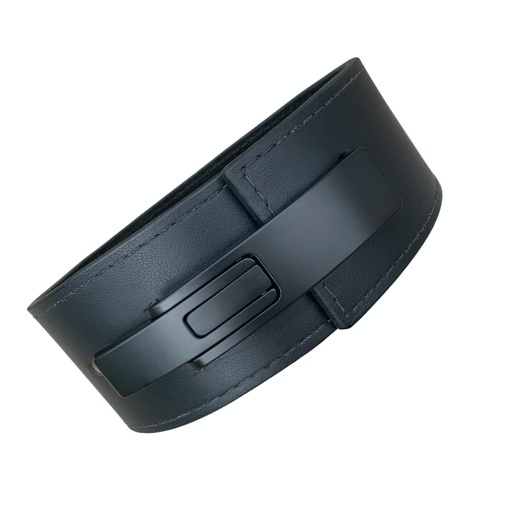 Pioneer Fitness Powerlifting Lever Belt – 10mm thick – 3"/4" wide (Custom Black Garment Leather "Murdered Out") - 9 for 9