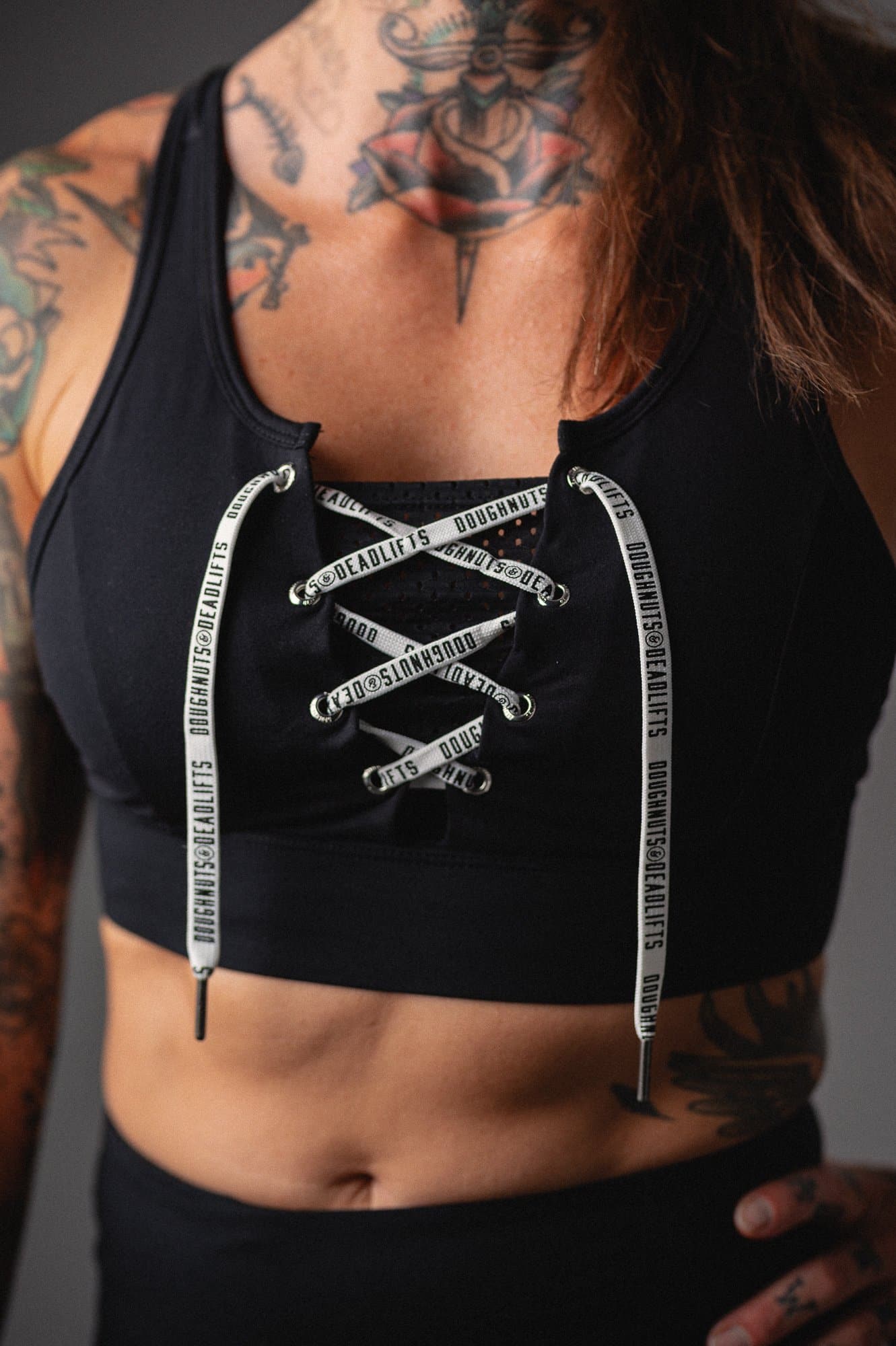 Doughnuts & Deadlifts EMPOWER Action Sports Bra (Black) - 9 for 9