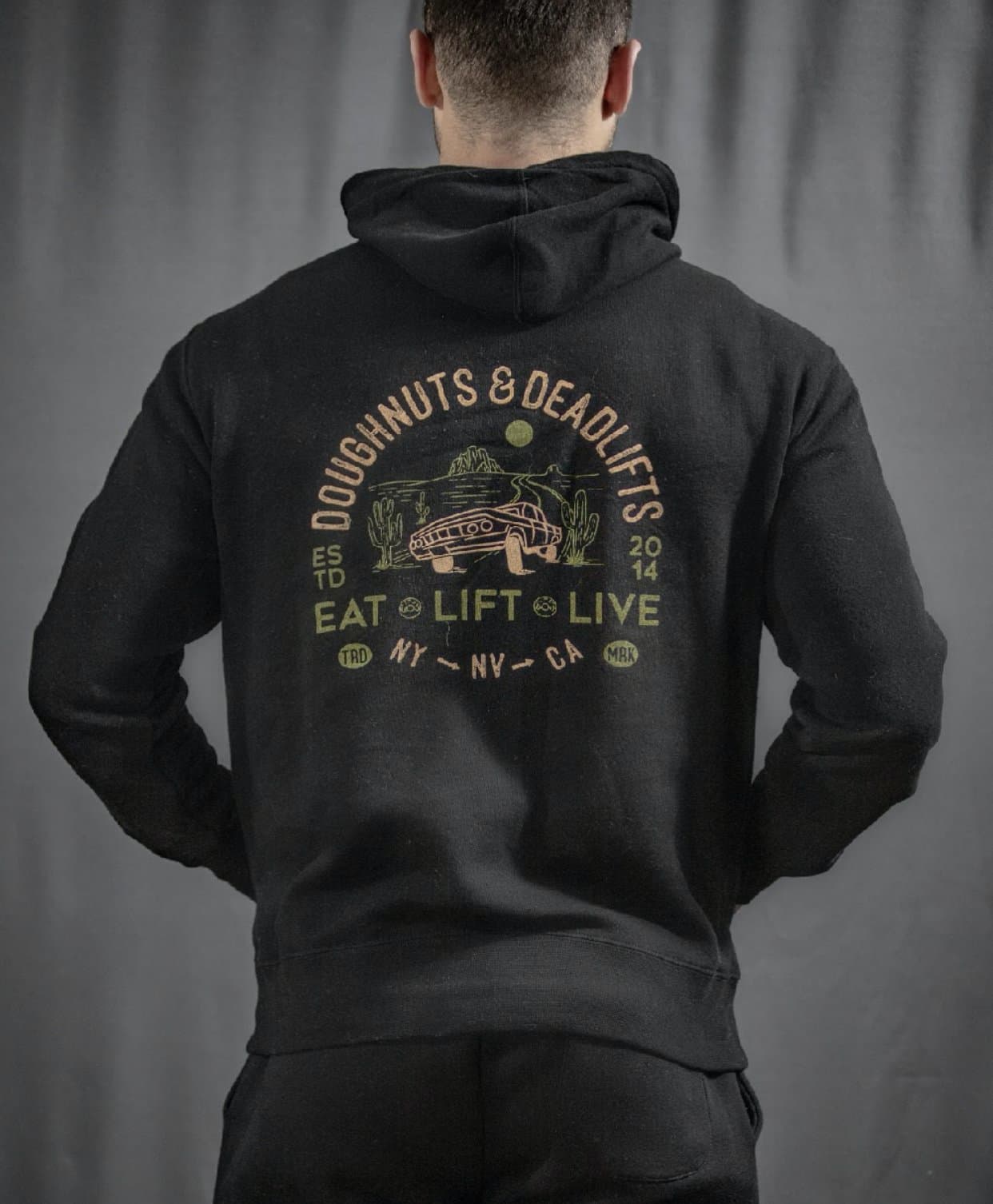 Doughnuts & Deadlifts Low Rider Hoodie (Black) - 9 for 9