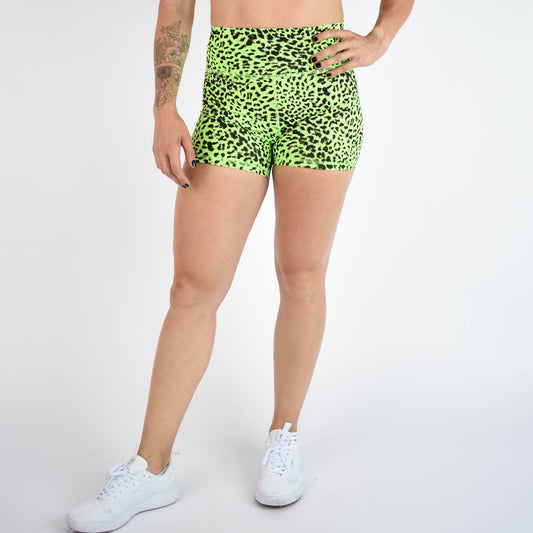FLEO Neon Green Leopard Shorts (True High)