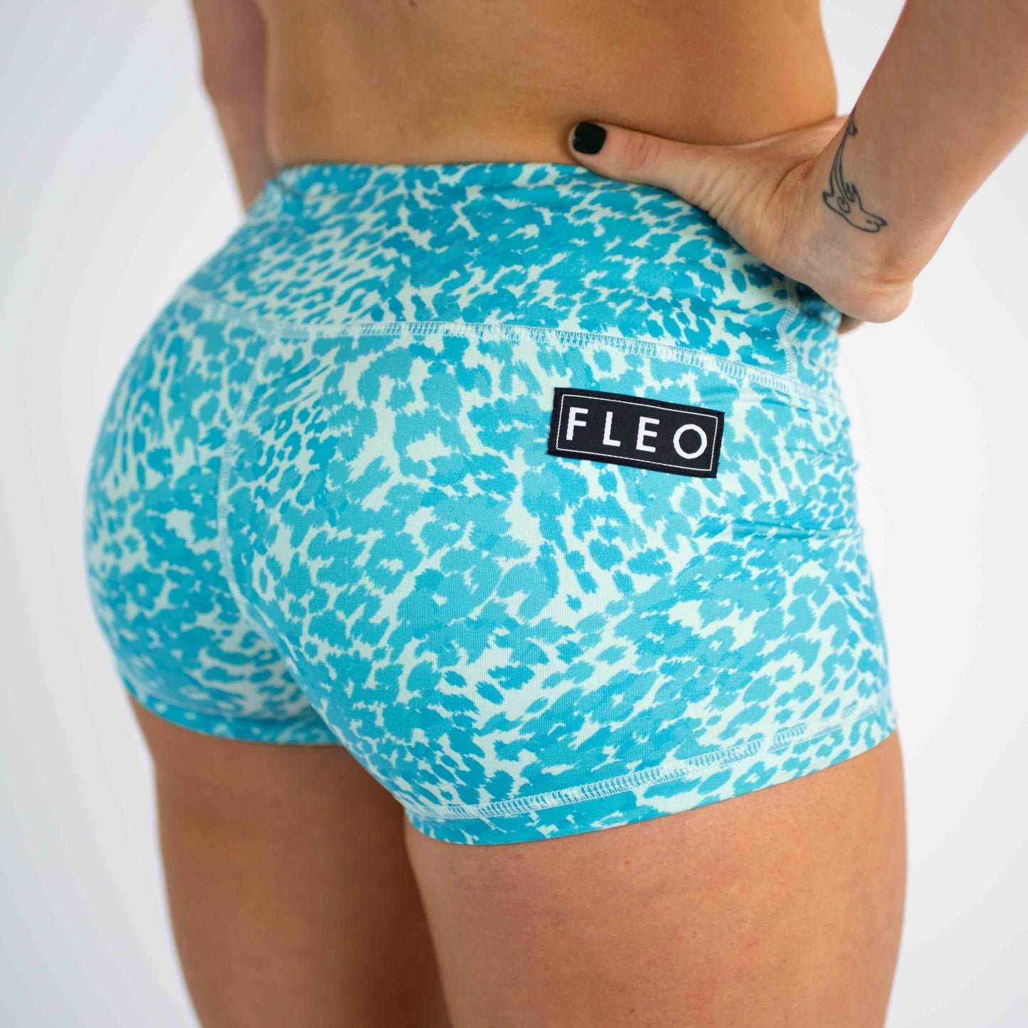 FLEO Heather Aqua Leopard Shorts (Original)