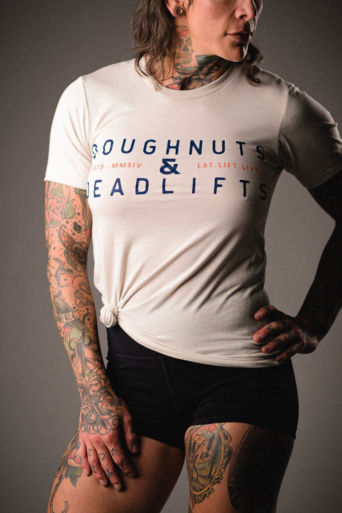 Doughnuts & Deadlifts SUMMER CAMP Tee (Toasted Mallow) - 9 for 9