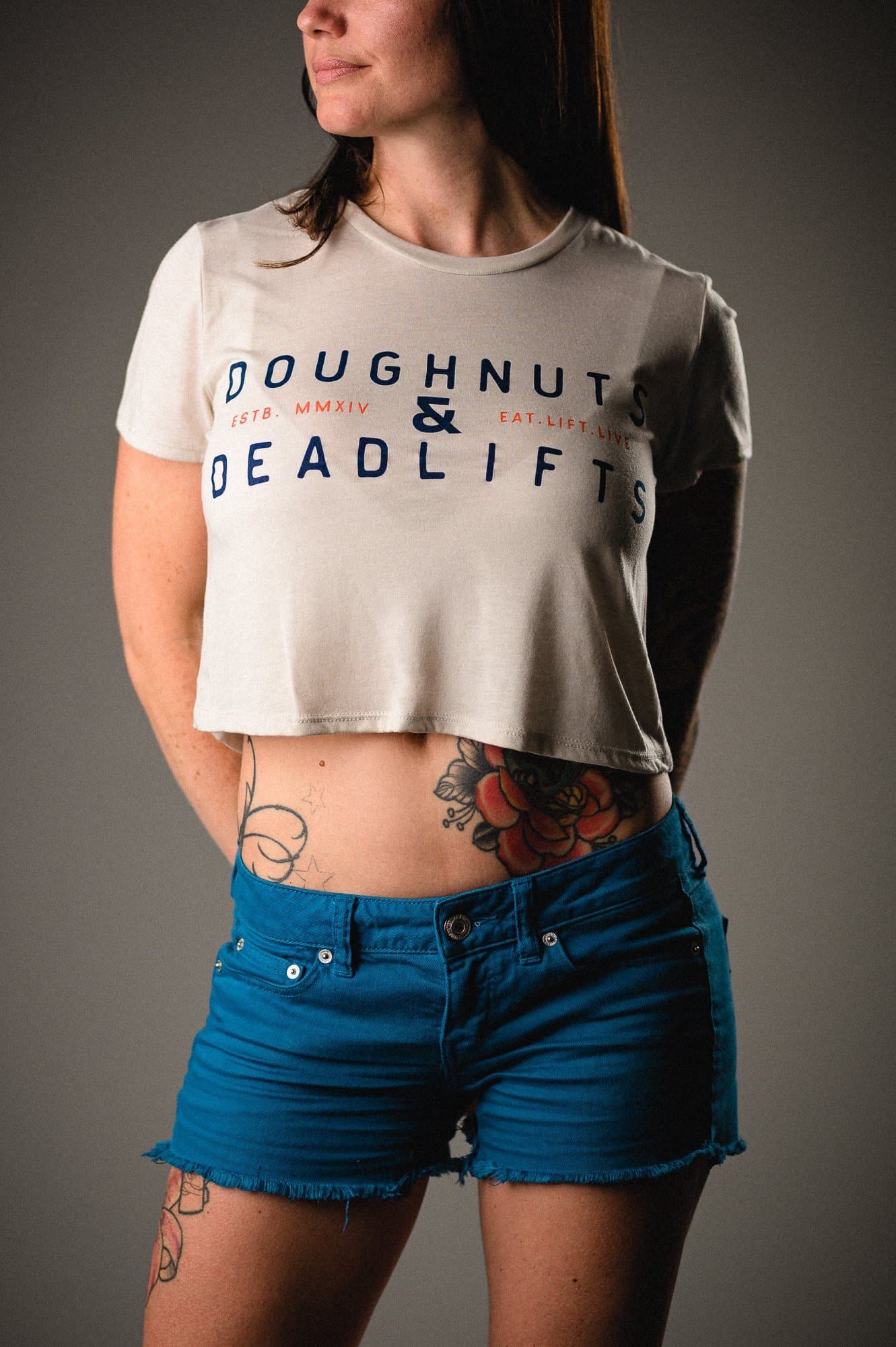 Doughnuts & Deadlifts SUMMER CAMP Cropped Tee (Toasted Mallow) - 9 for 9