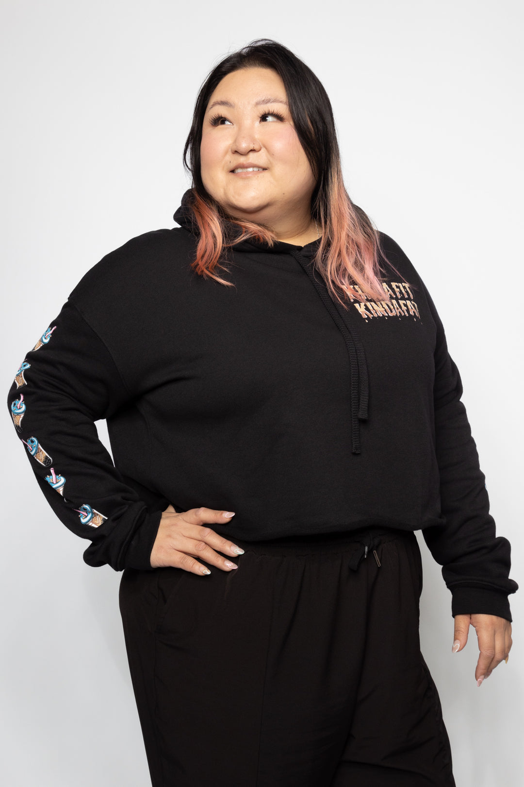 Kinda Fit Kinda Fat Boba Bell Cropped Hoodie