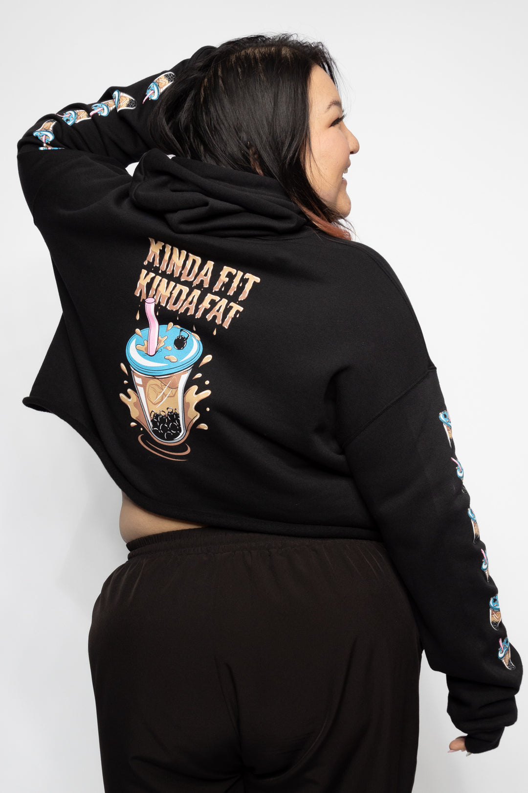 Kinda Fit Kinda Fat Boba Bell Cropped Hoodie