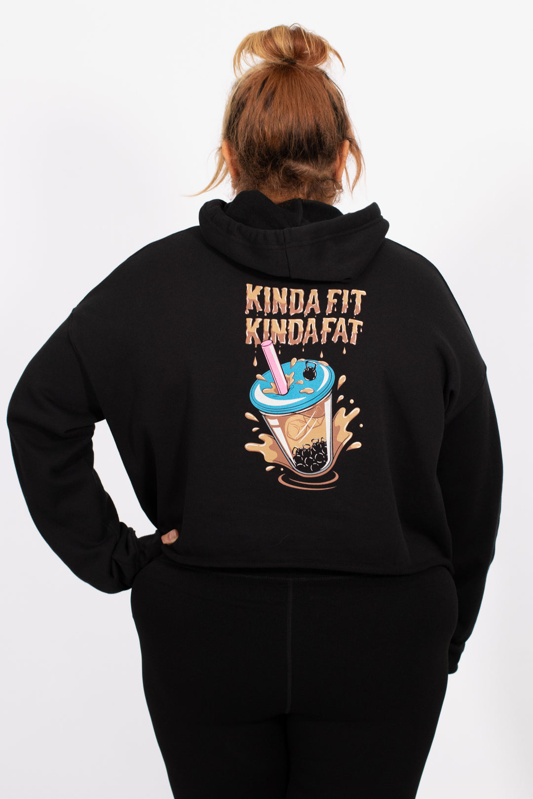 Kinda Fit Kinda Fat Boba Bell Cropped Hoodie