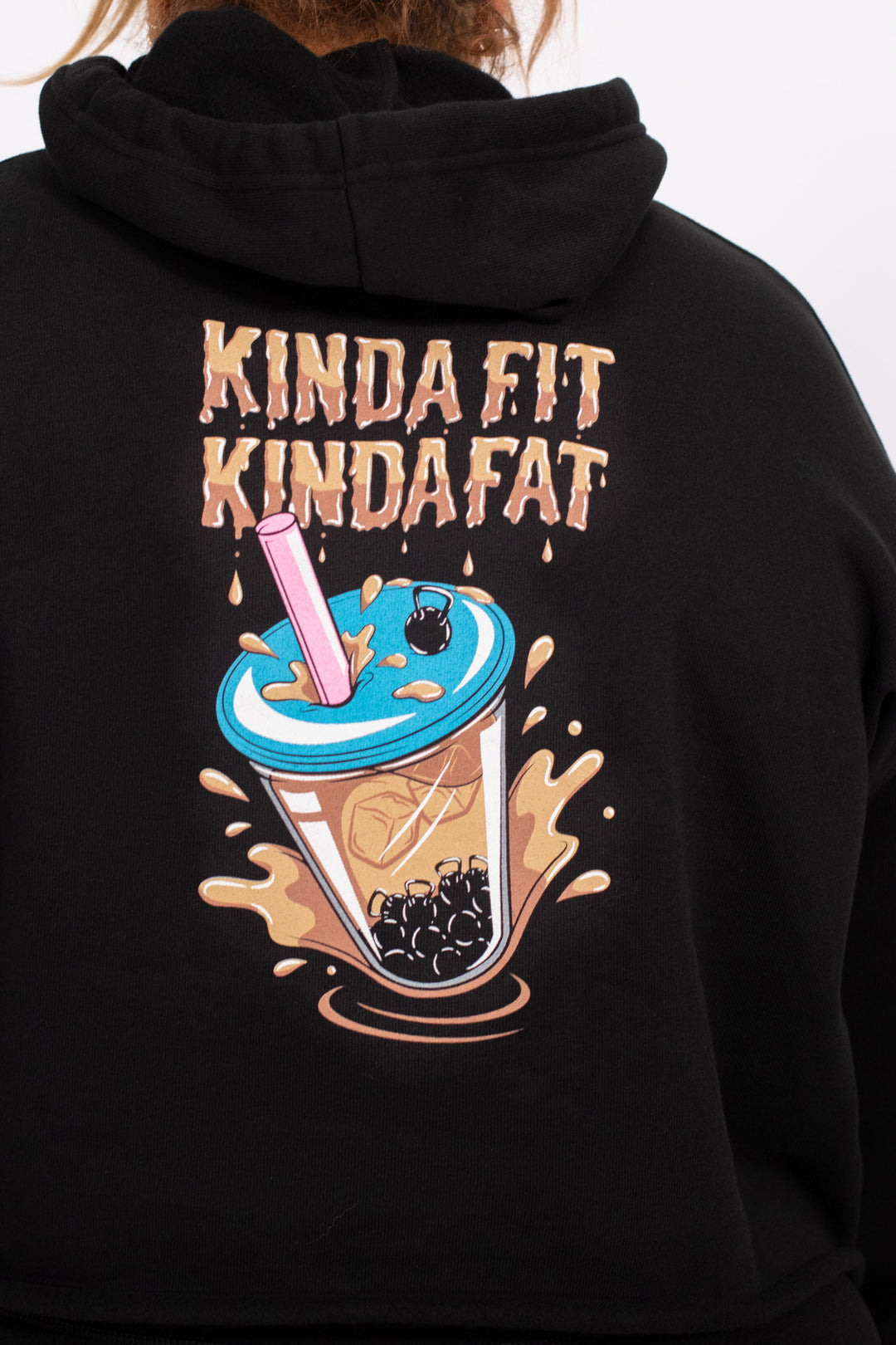Kinda Fit Kinda Fat Boba Bell Cropped Hoodie