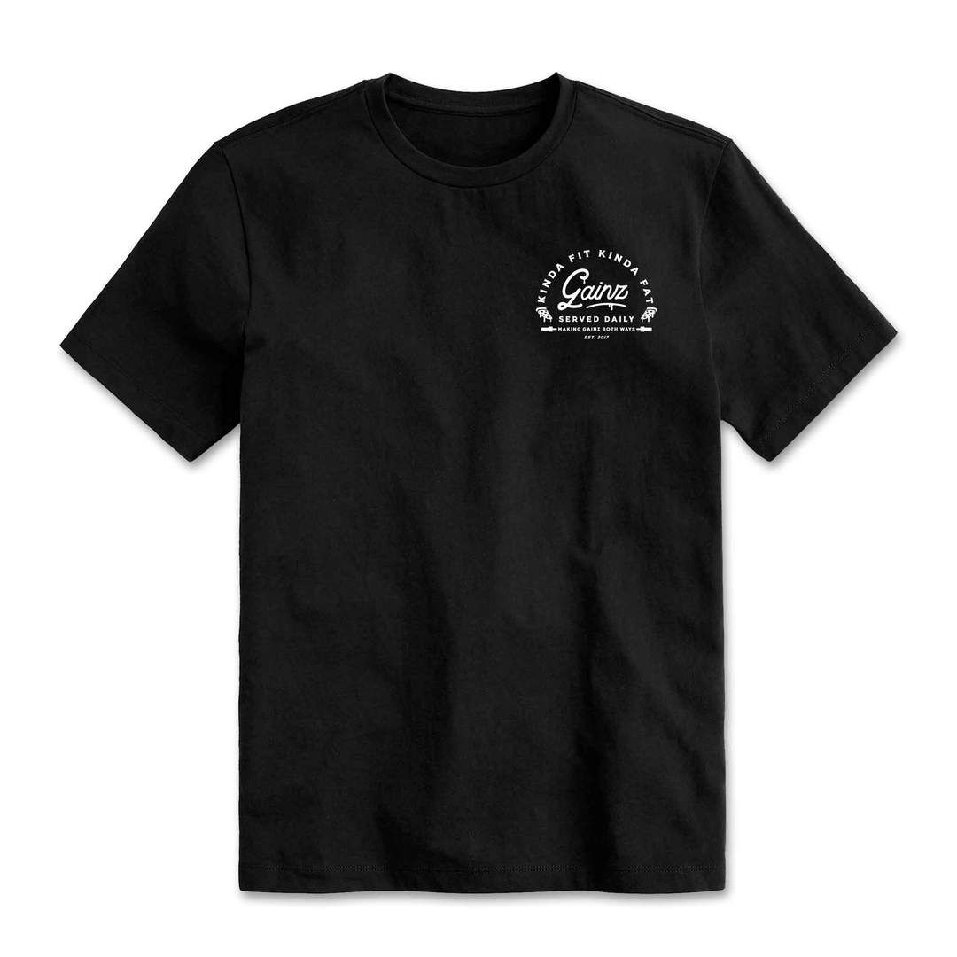 Kinda Fit Kinda Fat Gainz Served Daily Tee (Black)
