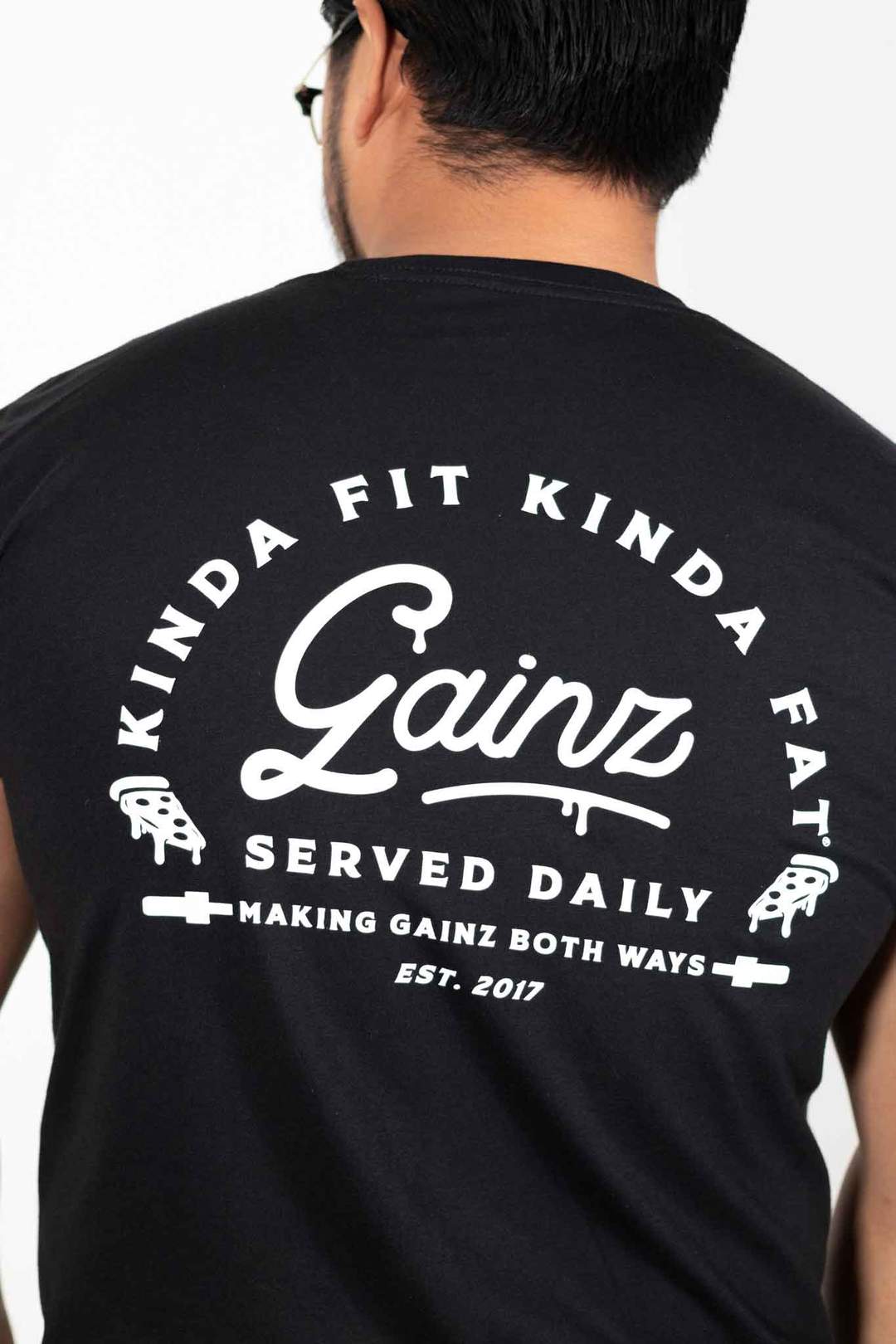 Kinda Fit Kinda Fat Gainz Served Daily Tee (Black)