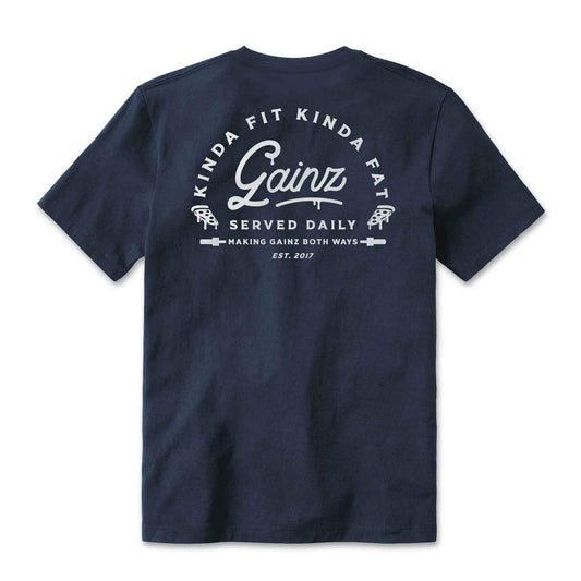 Kinda Fit Kinda Fat Gainz Served Daily Tee (Blue)