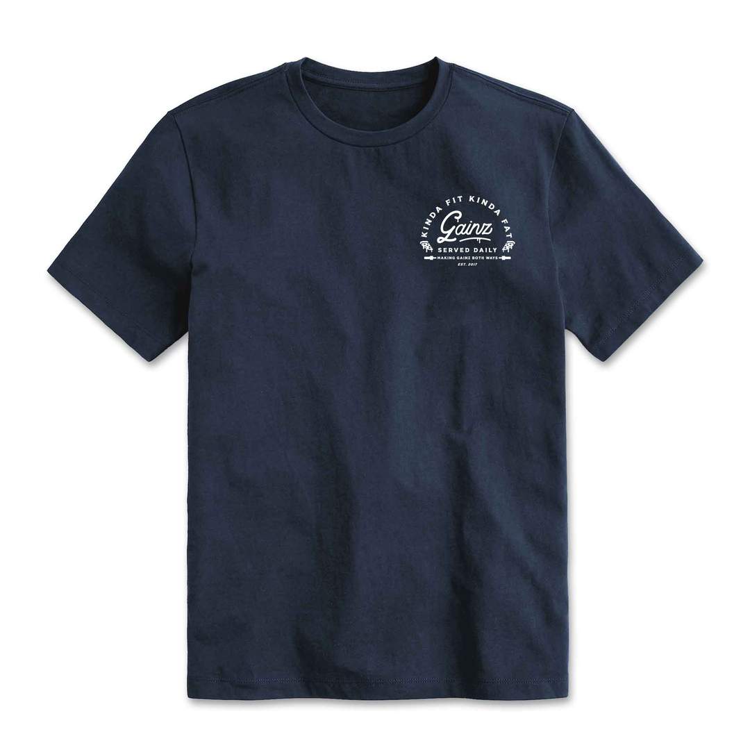 Kinda Fit Kinda Fat Gainz Served Daily Tee (Blue)
