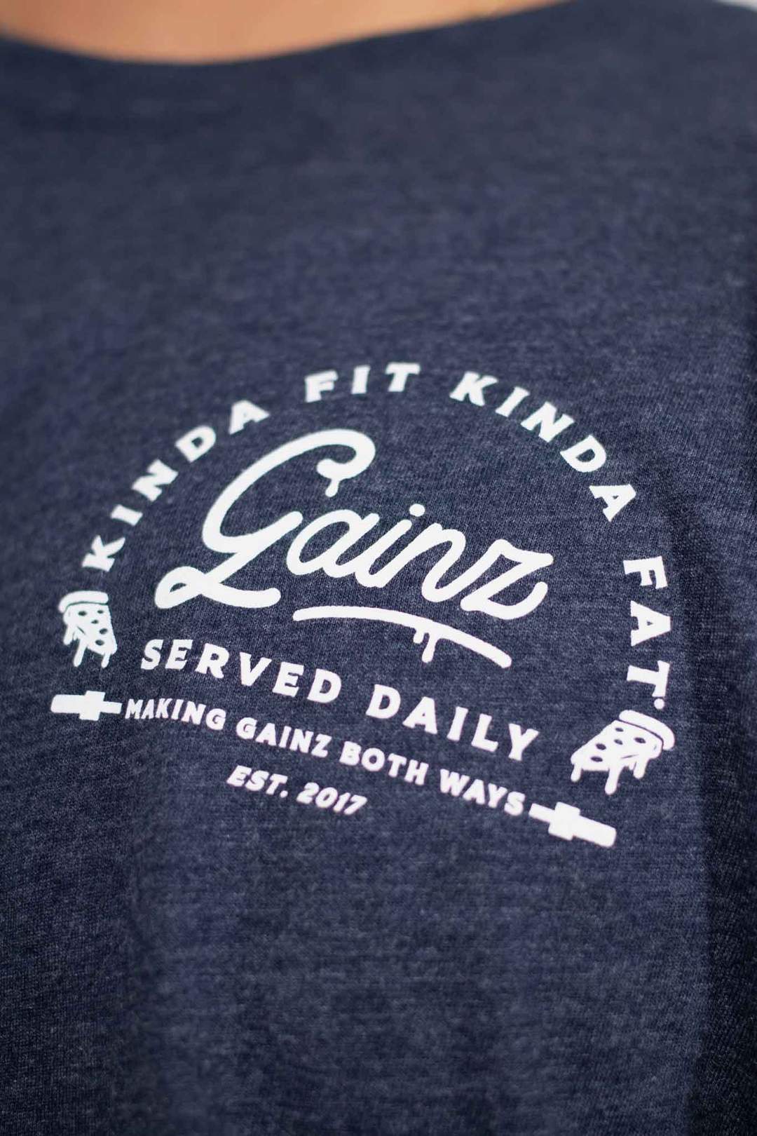 Kinda Fit Kinda Fat Gainz Served Daily Tee (Blue)