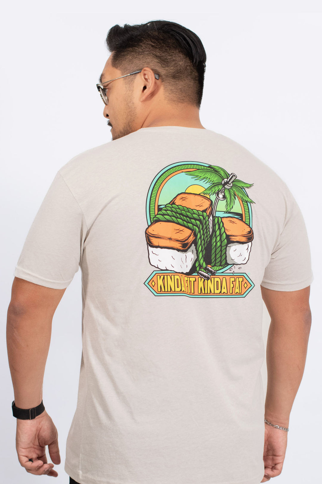 Kinda Fit Kinda Fat Muscles and Musubi Tee (Sand)