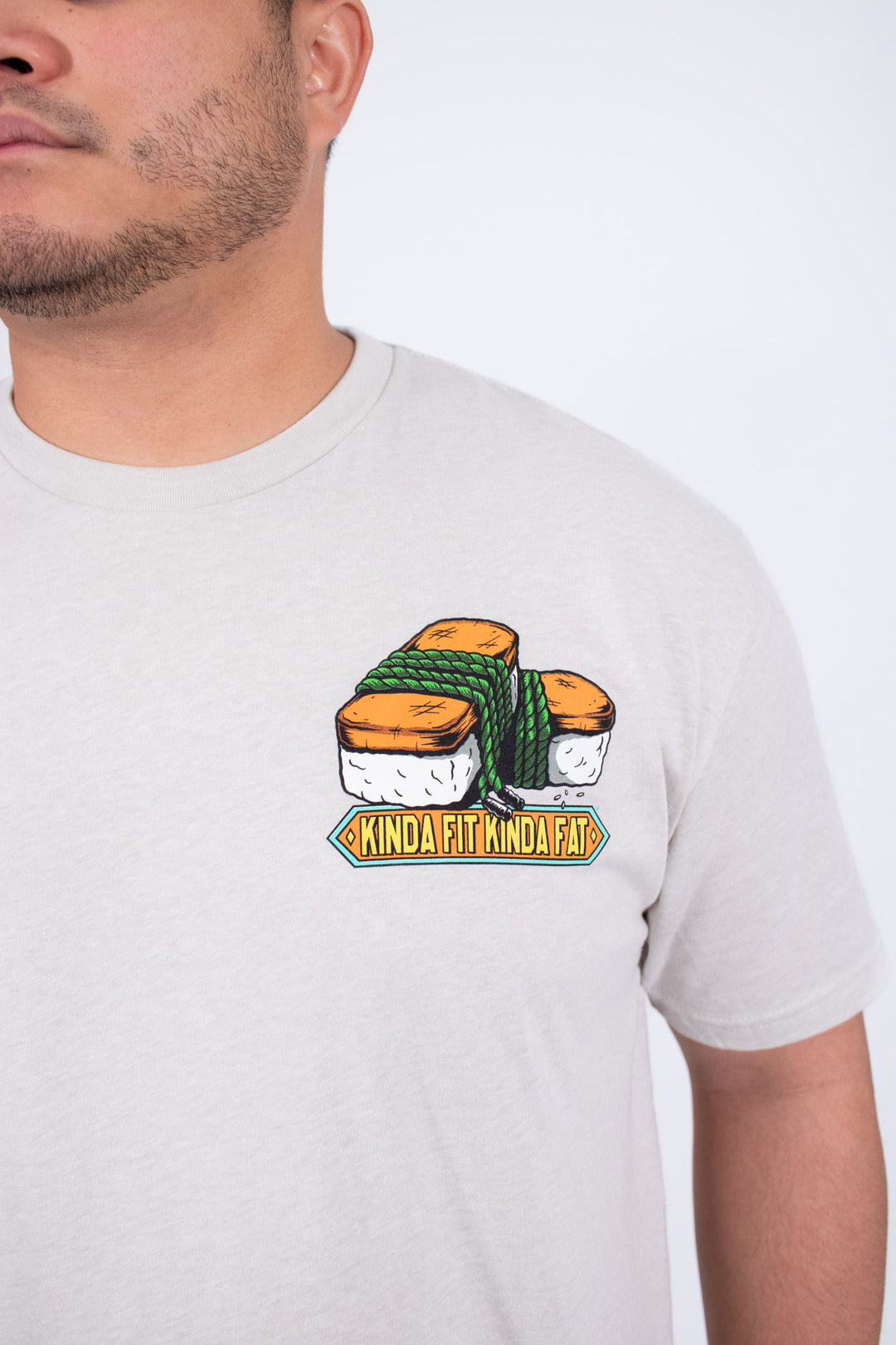 Kinda Fit Kinda Fat Muscles and Musubi Tee (Sand)