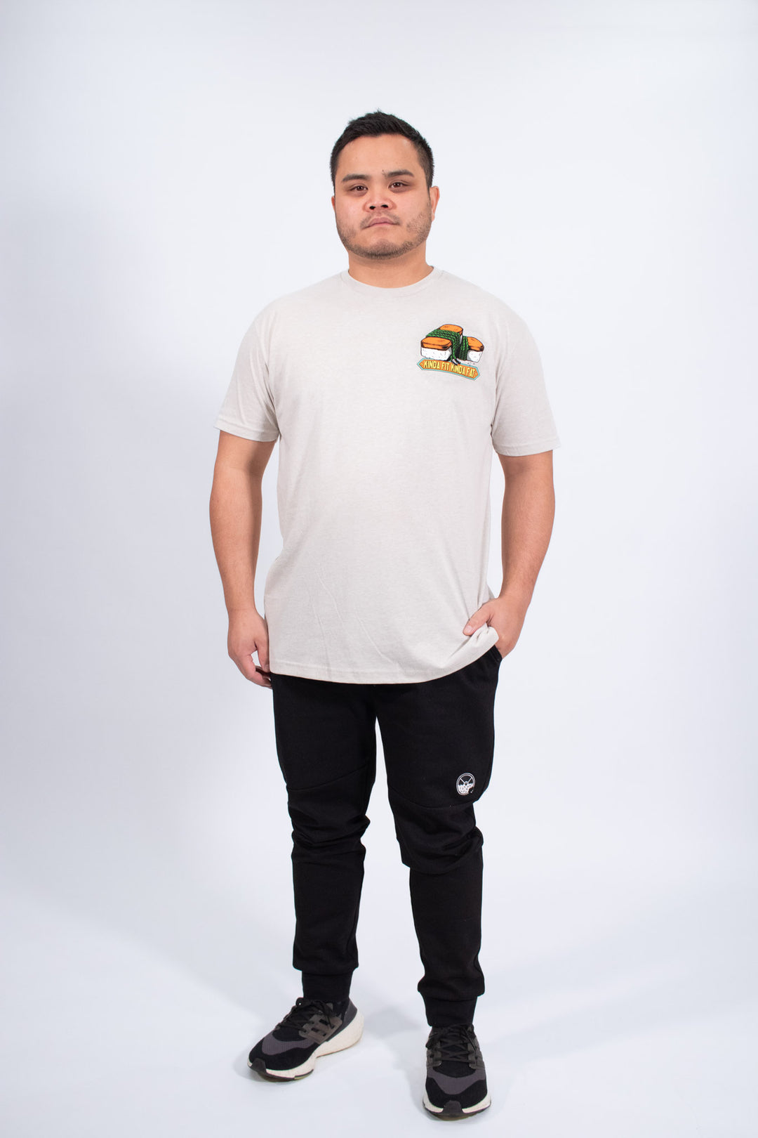 Kinda Fit Kinda Fat Muscles and Musubi Tee (Sand)