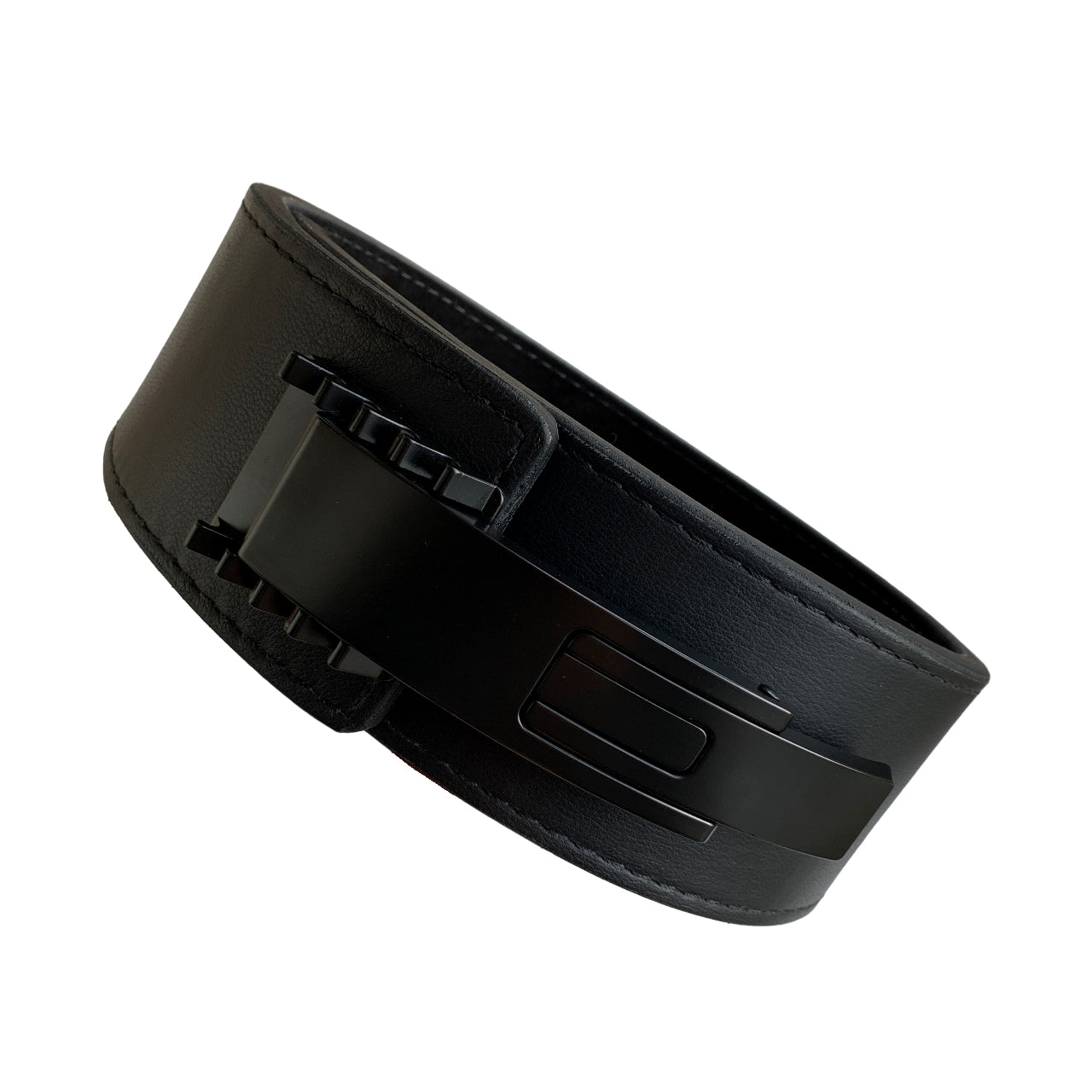Pioneer Fitness Powerlifting Lever Belt – 10mm/13mm thick – 3"/4" wide (All Black Garment Leather) - Matte Black PAL V2